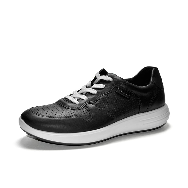 ECCO Soft 7 Men's Sneakers Black Leather Lace Up Casual Shoes 460634