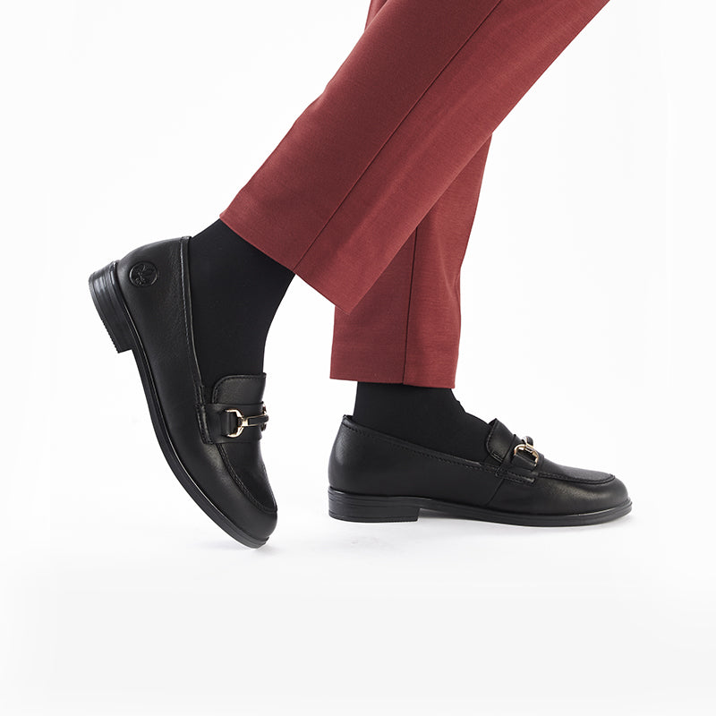 Rieker Women's Loafers Black Classic Formal Shoes 46262