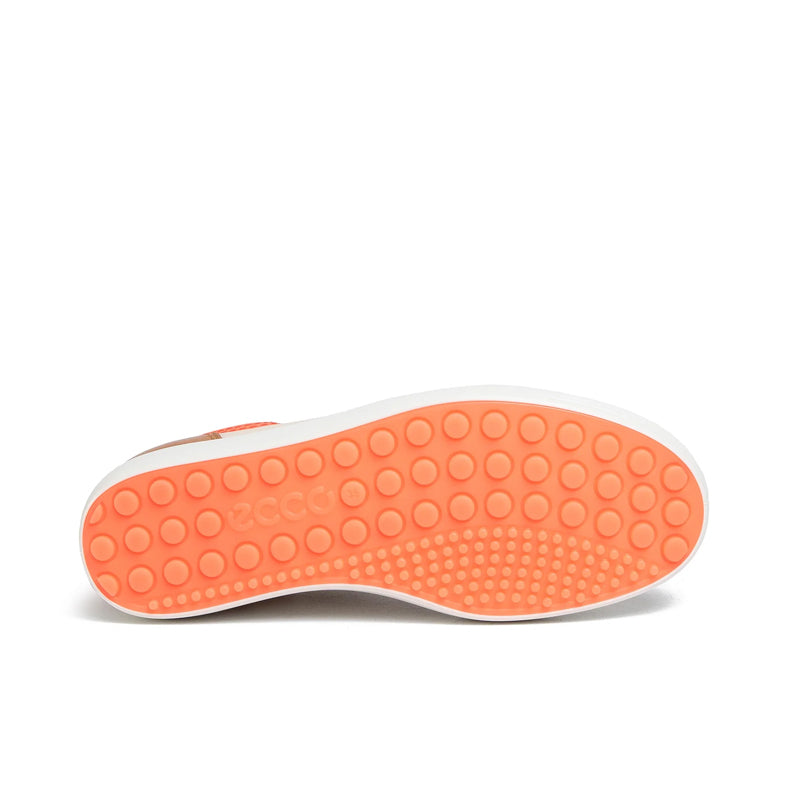 ECCO women¡¯s sneaker outsole with textured circular tread in orange and white