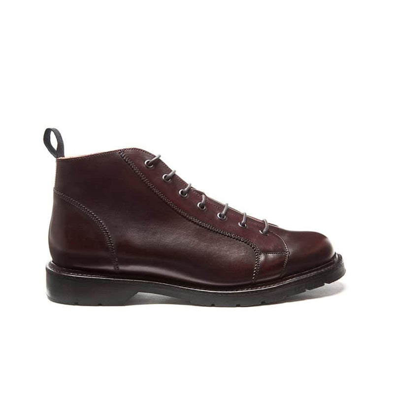 Solovair Men's Monkey Boots Burgundy Classic Retro Leather Boots 473009