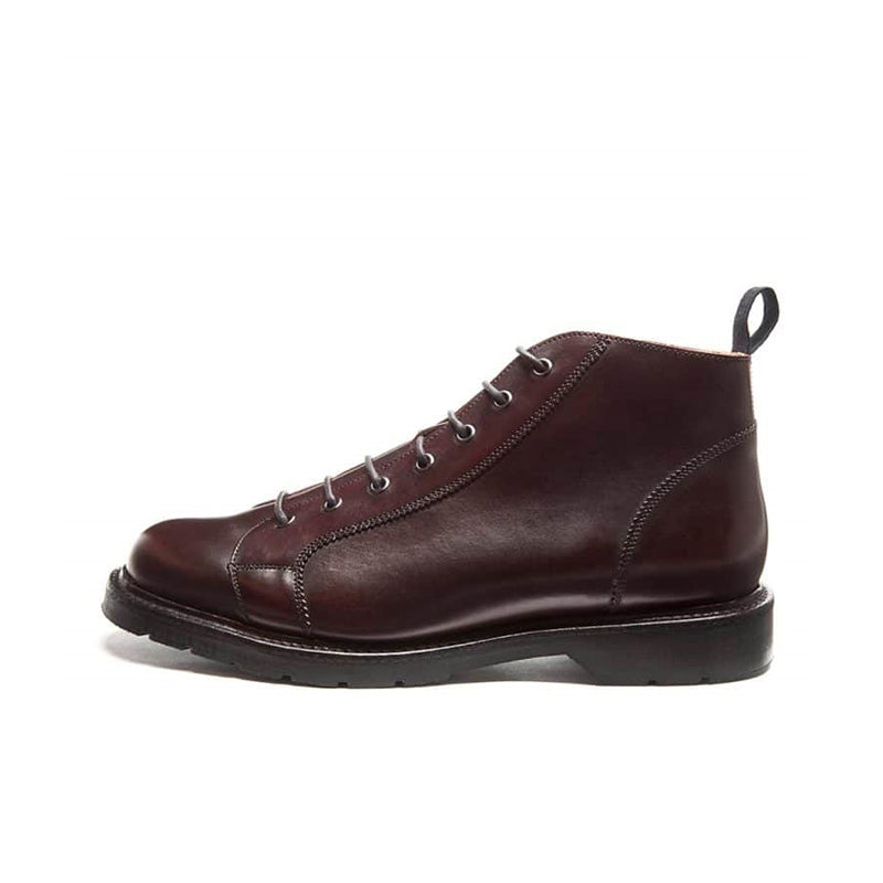 Solovair Men's Monkey Boots Burgundy Classic Retro Leather Boots 473009