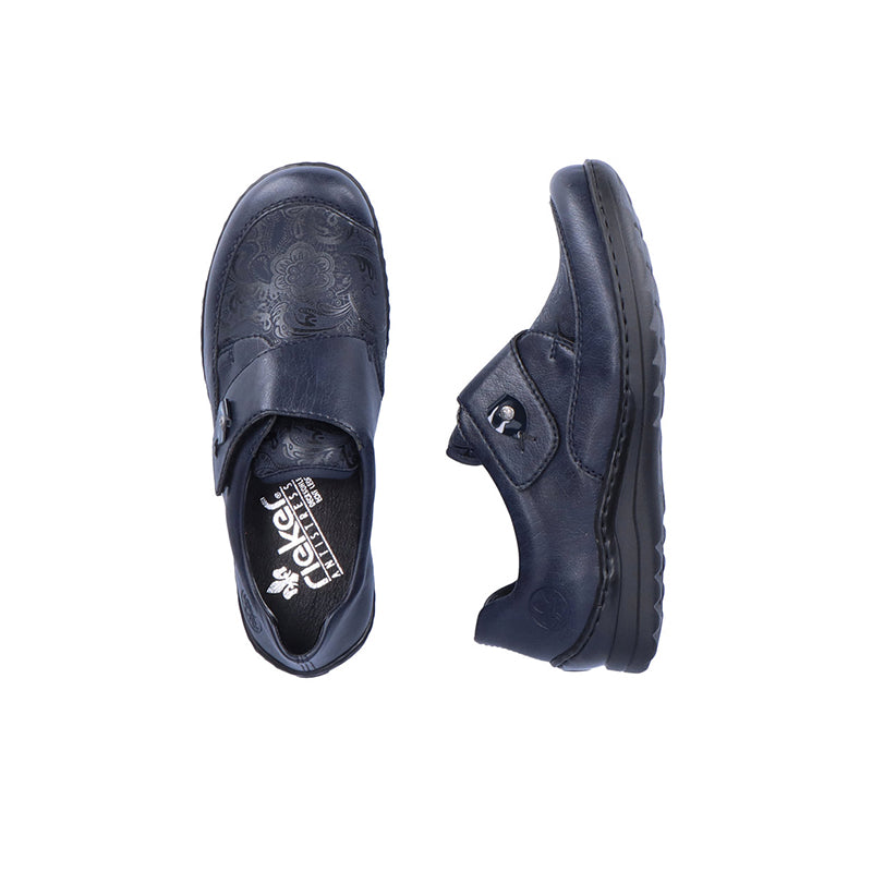 Rieker Women's Loafers Blue Hook and Loop Buckle Casual Shoes 48951