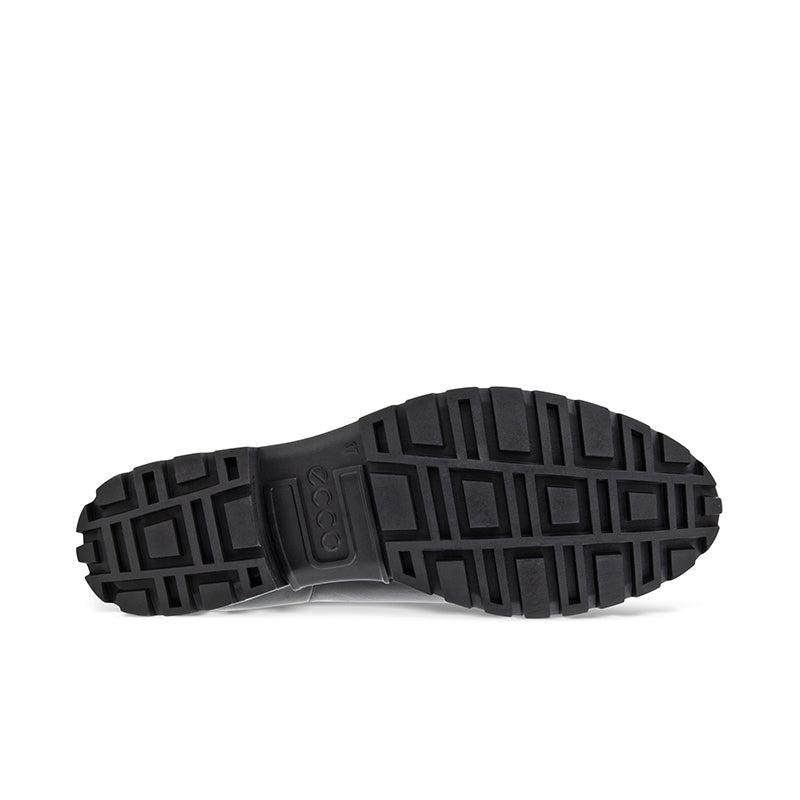 Black rubber boot outsole with rectangular tread pattern