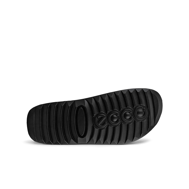 Black rubber outsole for men's two-strap slippers with deep traction tread