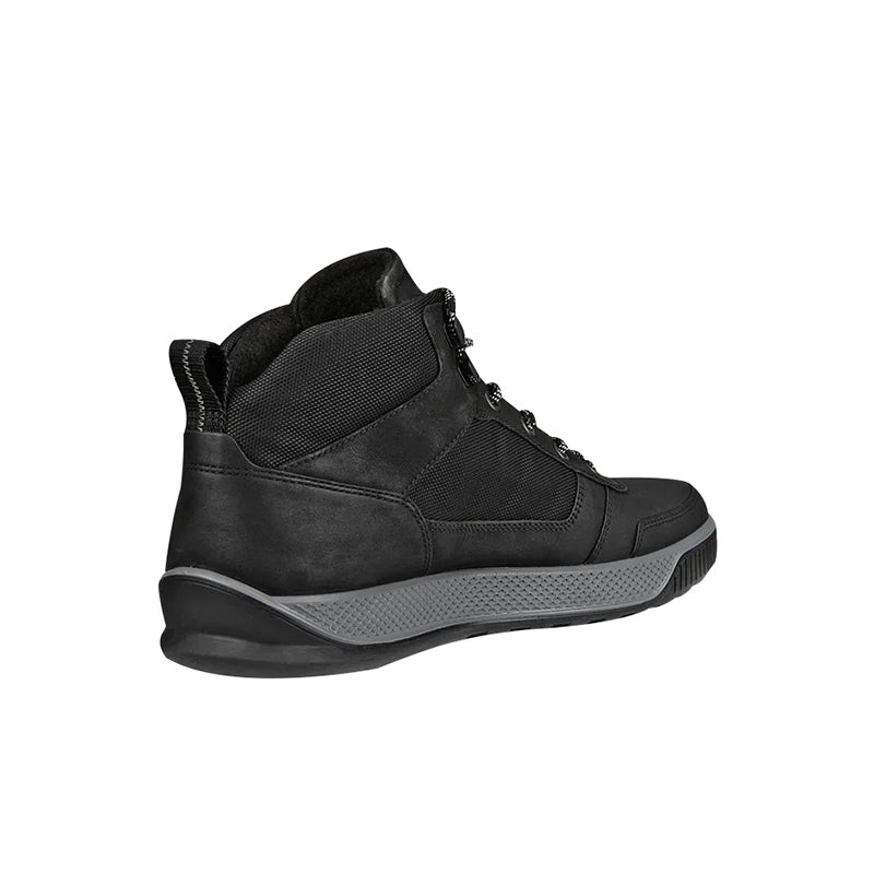 Black men?¡¥s lace-up ankle boots with cushioned collar and rugged rubber sole