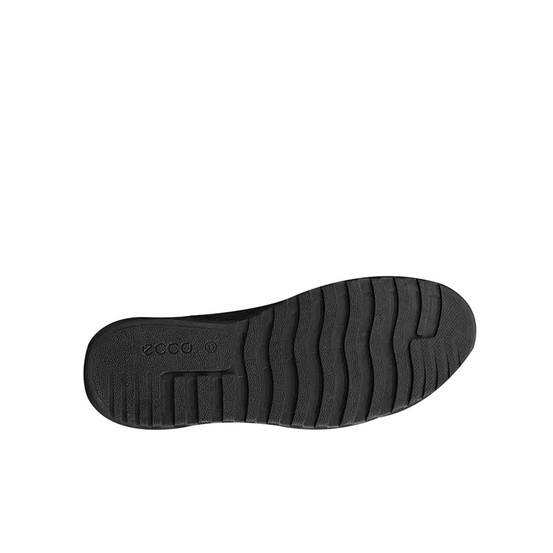Black boot outsole with textured tread and ECCO logo