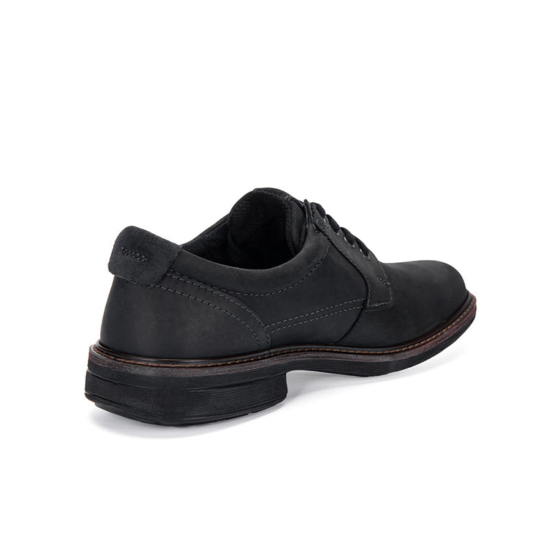 ECCO Turn men's black leather lace-up shoes, heel and side view
