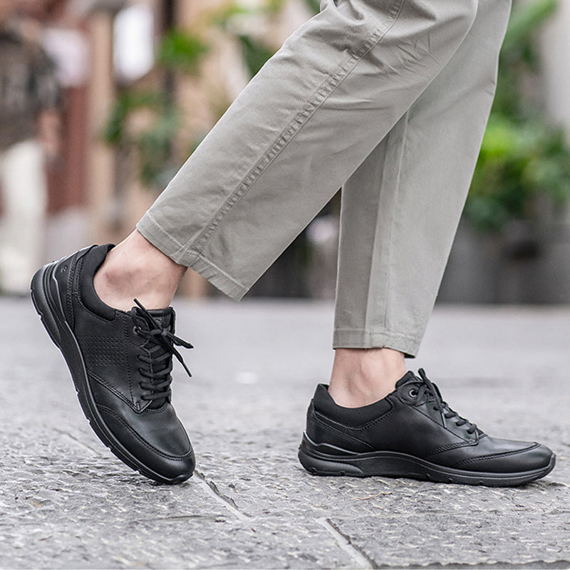 ECCO Irving Men's Sneakers Black Leather Outdoor Casual Shoes 511734