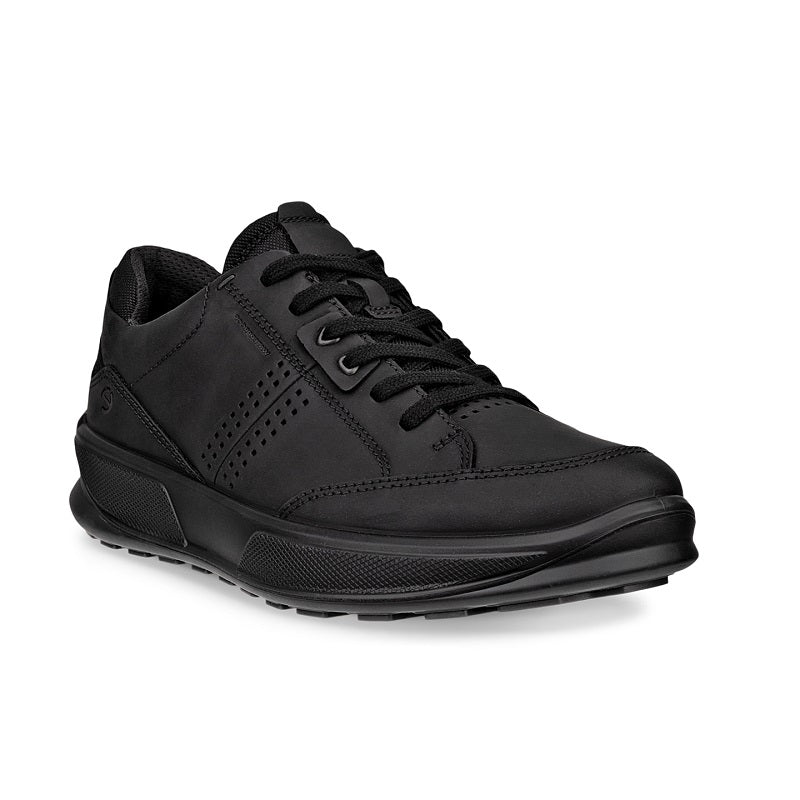 Men's black nubuck waterproof sneakers with lace-up closure and cushioned sole