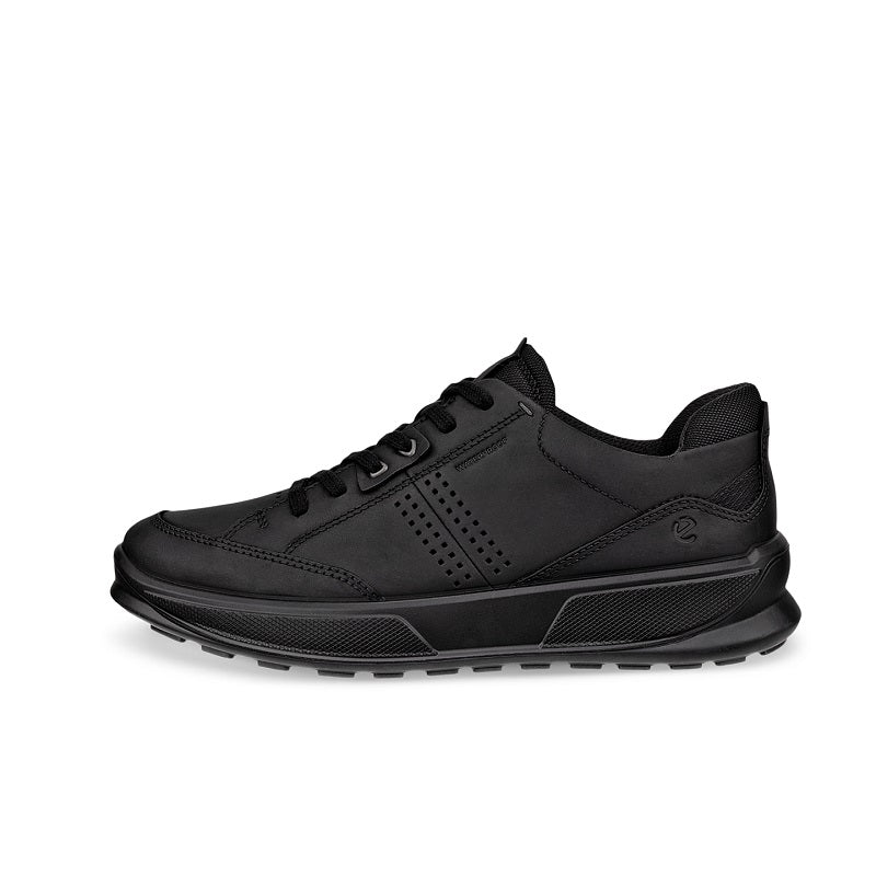 Men's black lace-up sneakers with perforated panels and side logo
