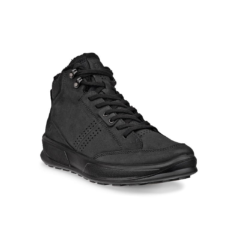 Men's ankle boots in black nubuck with lace-up and padded collar