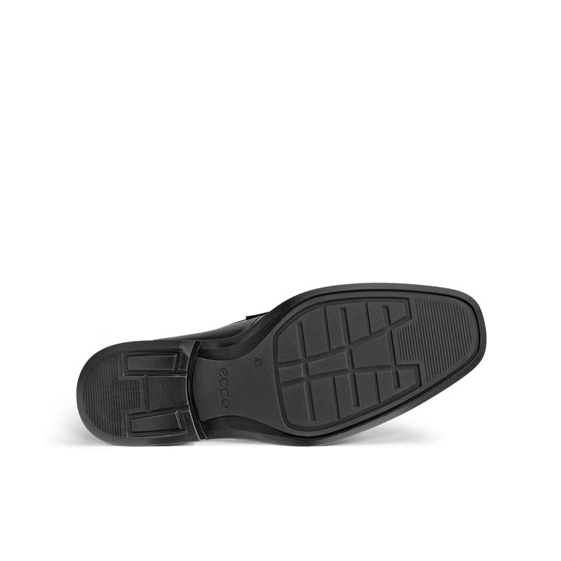 Black rubber outsole for men's slip-on business shoes with tread pattern