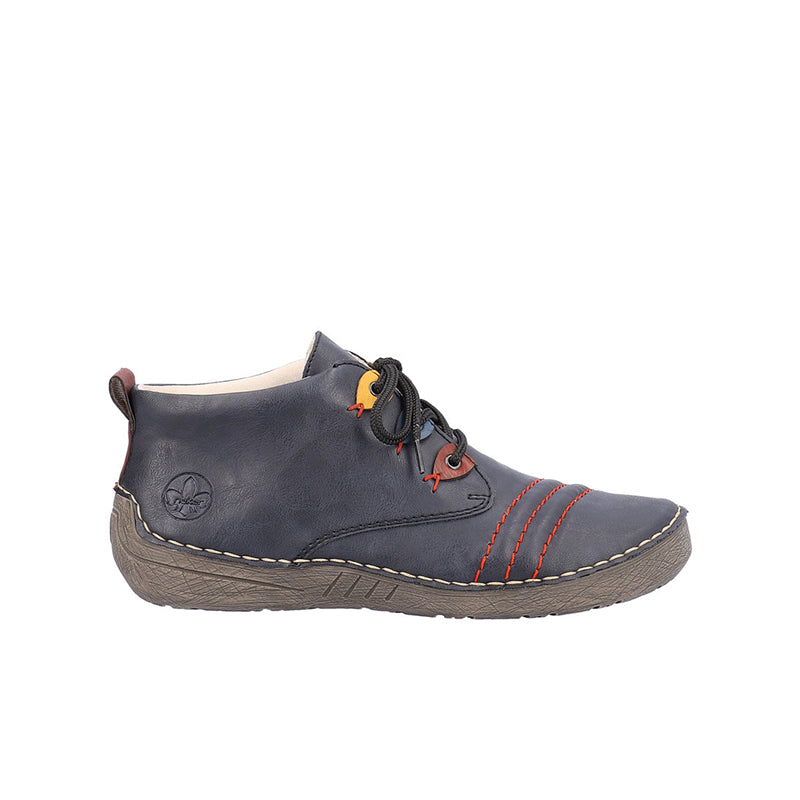 Rieker Women Sneakers Grey Leather Fashion Outdoor Lace-up Casual Shoes 52509