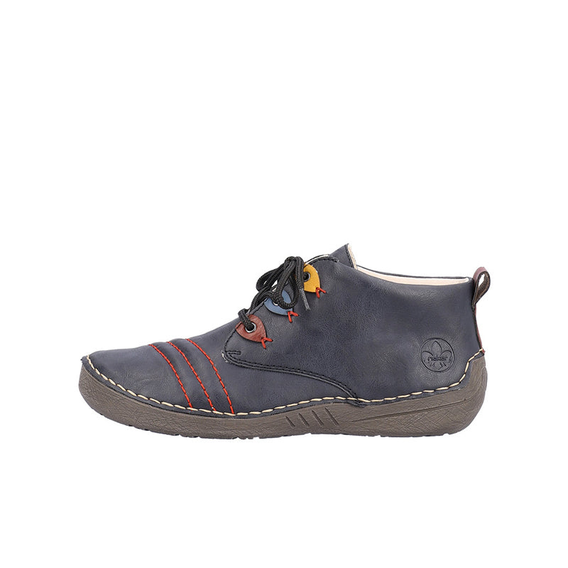 Rieker Women Sneakers Grey Leather Fashion Outdoor Lace-up Casual Shoes 52509