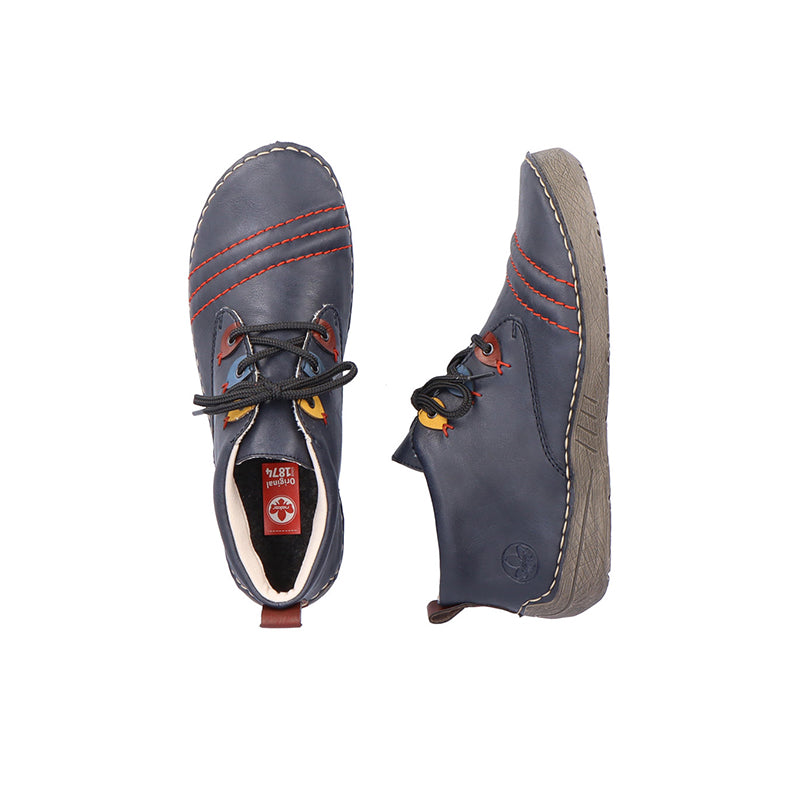 Rieker Women Sneakers Grey Leather Fashion Outdoor Lace-up Casual Shoes 52509
