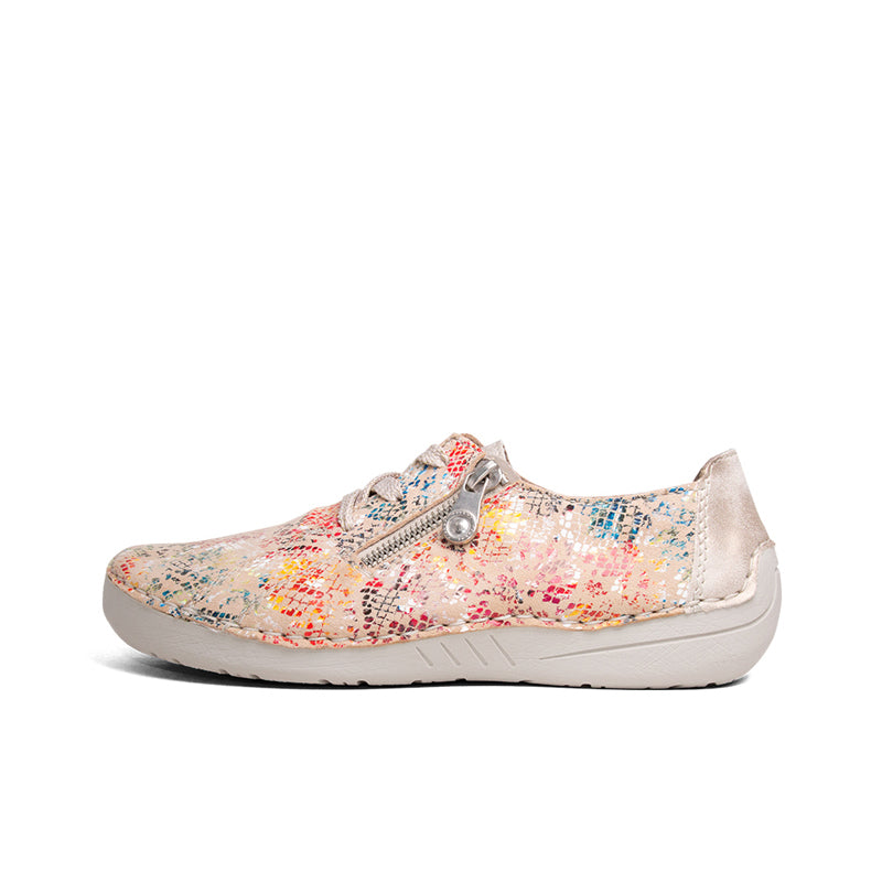 Multicolor women’s low sneakers with front zip and padded collar