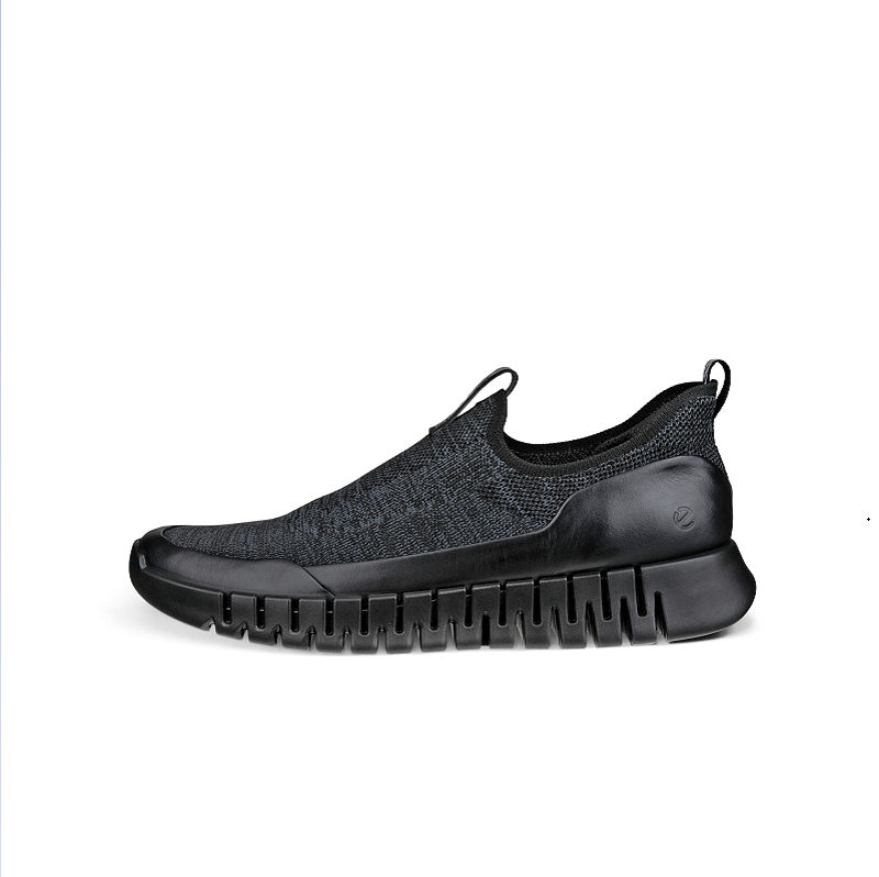 Men's slip-on sneaker in dark gray knit with rubber bumper sole
