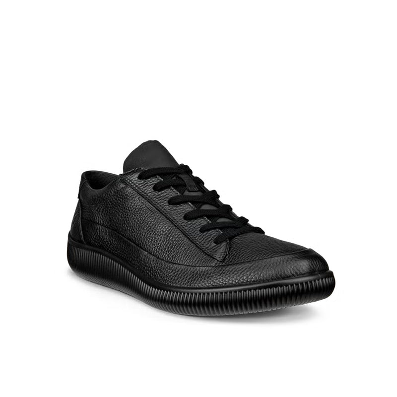 Men's black lace-up sneakers in nubuck with cushioned low profile sole