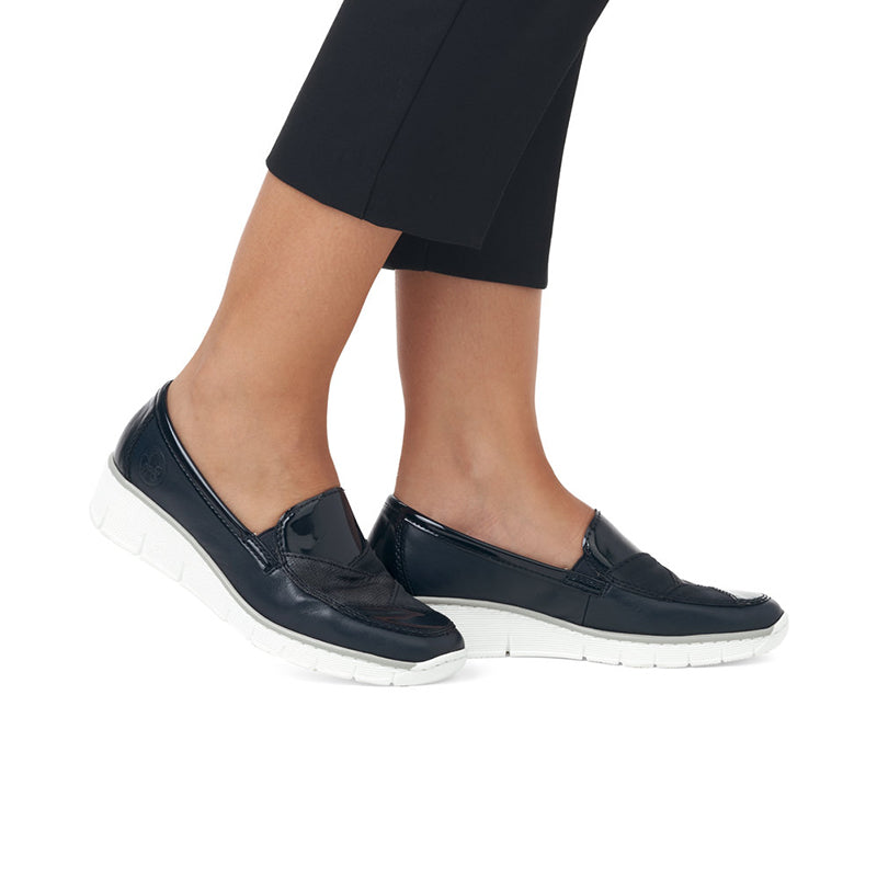 Rieker Women's Loafers Fashion Leather Slip-on Fashion Casual Shoes 53785