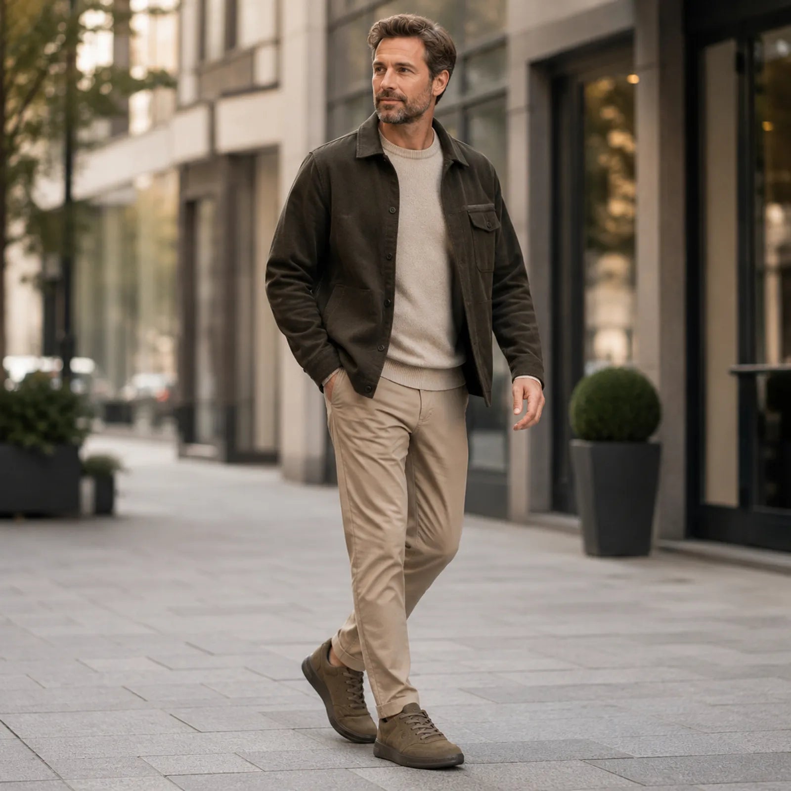 ECCO Move Walker men's dark clay trainers styled for casual wear, commuting and daily walking