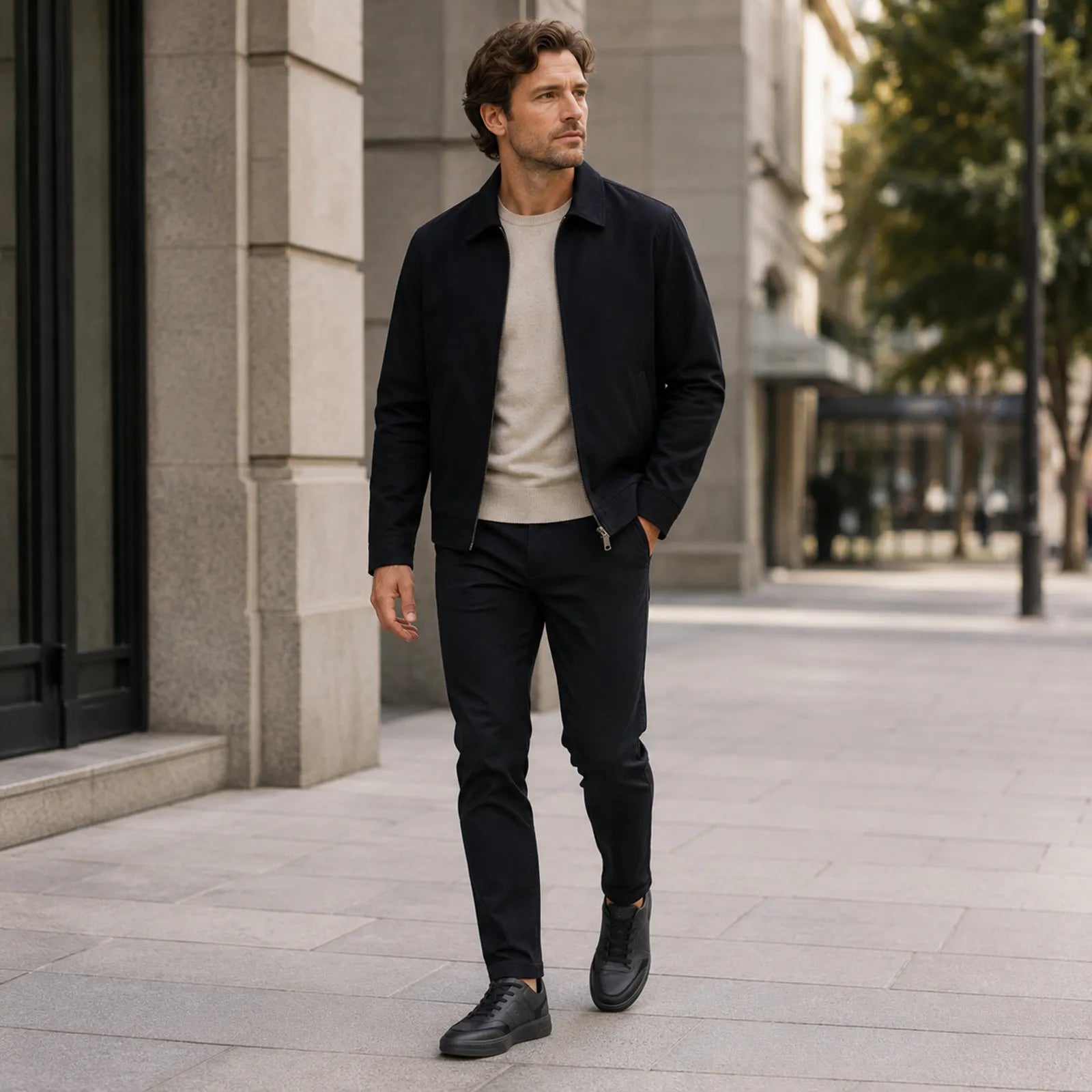 ECCO Move Walker men's black trainers styled for casual wear, commuting and daily walking
