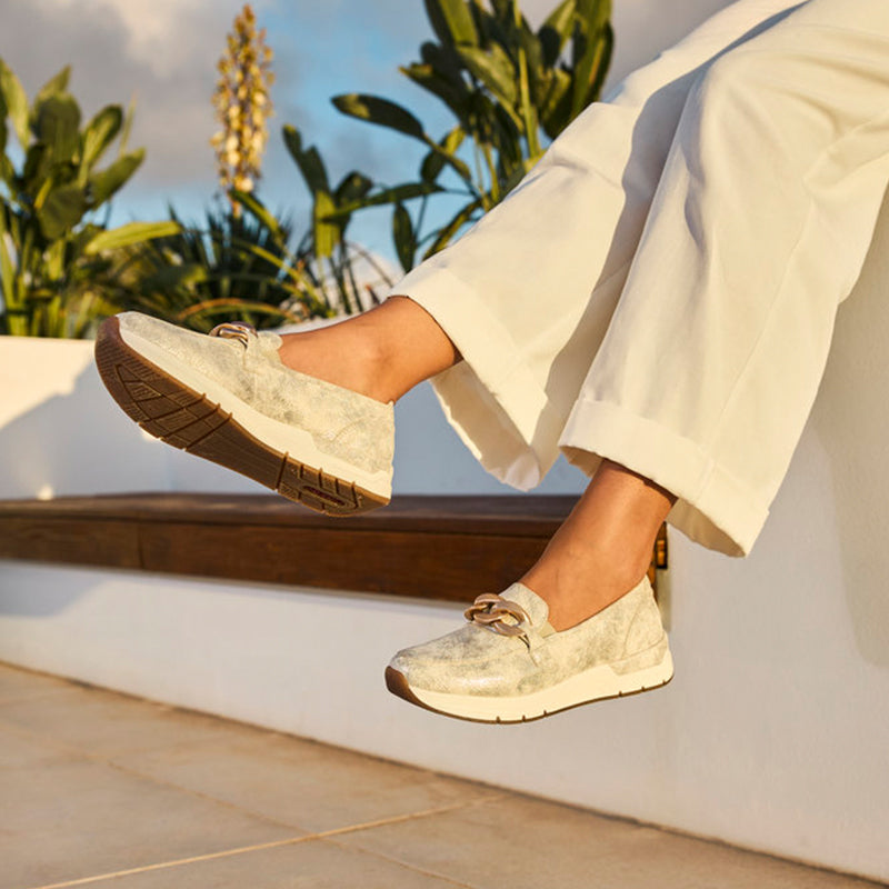 Rieker Women's Loafers Cream White Fashion Casual Shoes 58944