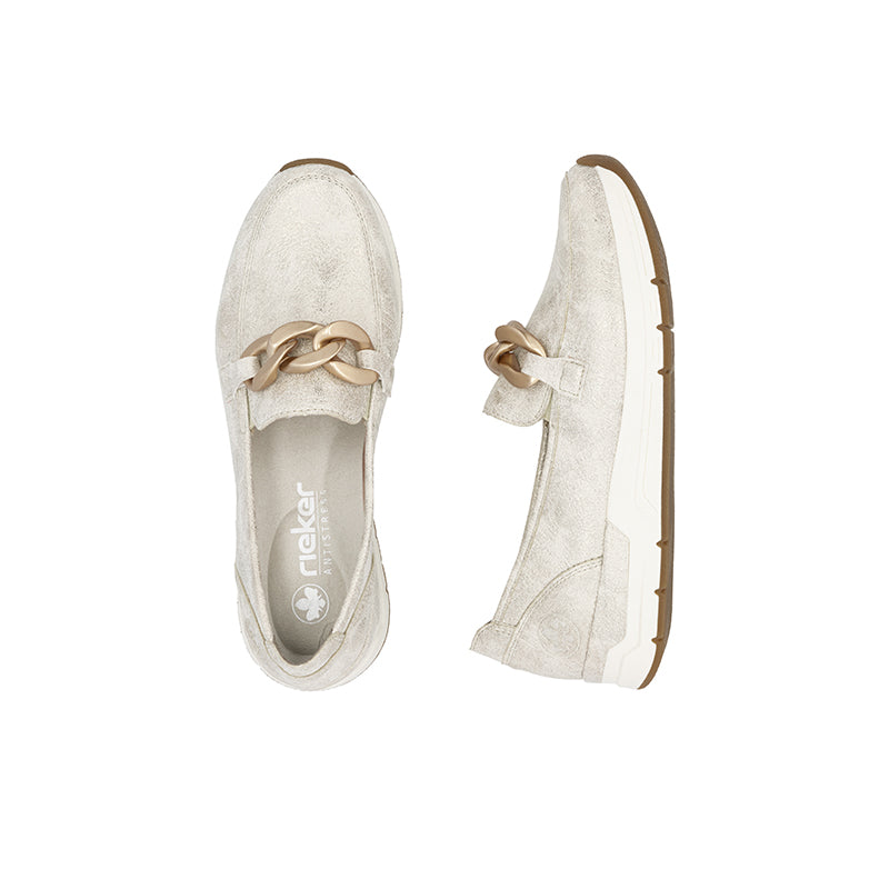 Rieker Women's Loafers Cream White Fashion Casual Shoes 58944