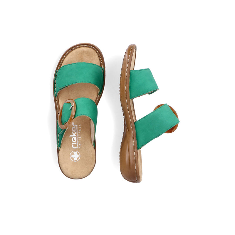 Rieker Women's Slippers Green/White Fashion Summer Casual Sandals 60894
