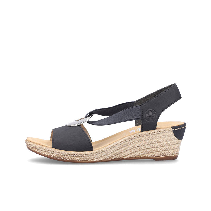 Rieker Women's Sandals Black/White/Red Fashion Slip-on Summer Casual Shoes 624H6