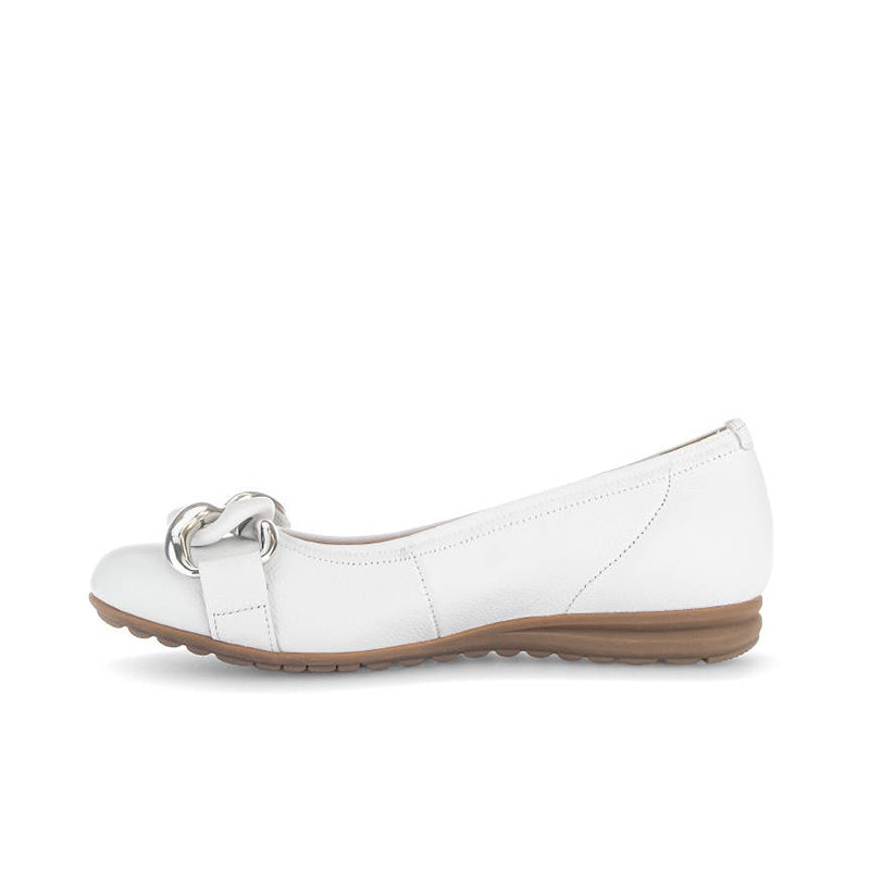 Gabor Sabia Women's Ballet Flats White Leather Women's Wide Fit Slip-on Casual Shoes 62625