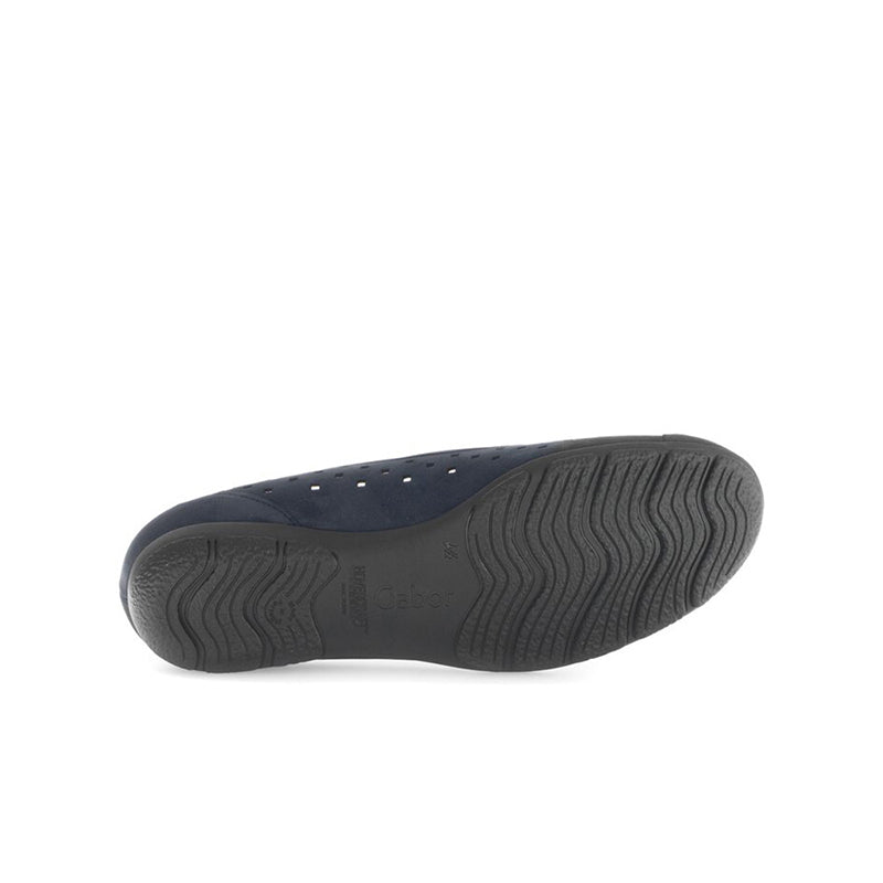 Blue ballet flat outsole with textured tread pattern