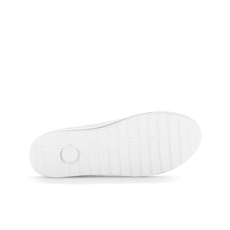 White outsole for low-top trainers with circular logo and tread