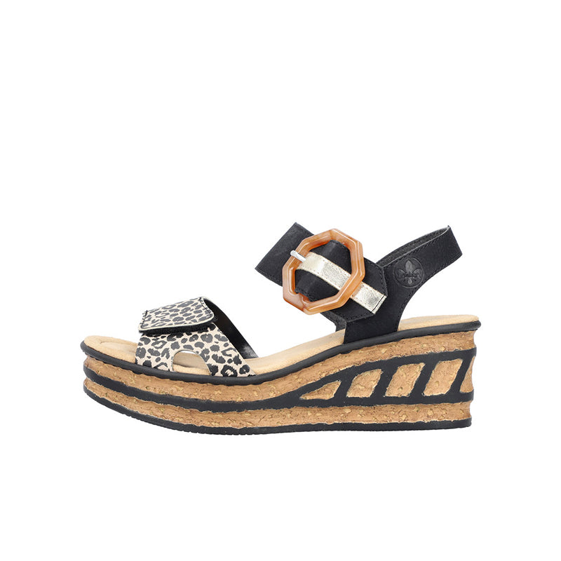Rieker Women's Sandals Muticolour Wedge Summer Shoes 68176