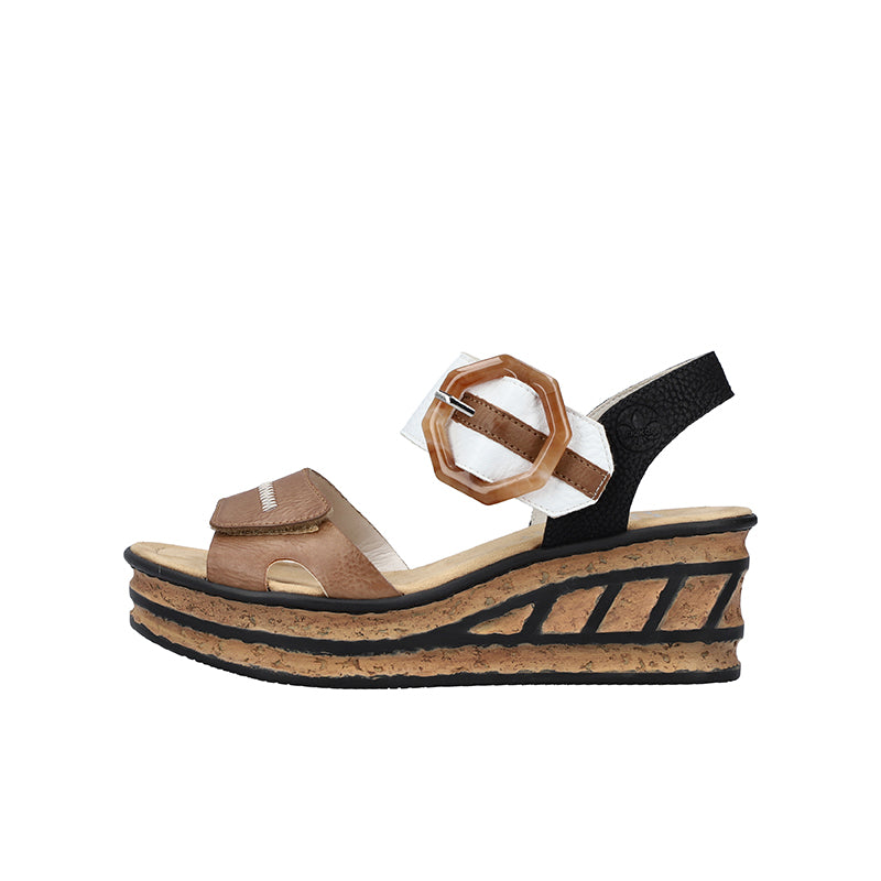 Rieker Women's Sandals Muticolour Wedge Summer Shoes 68176