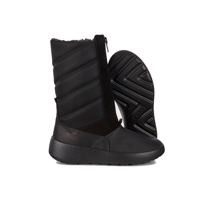 ECCO Ukiuk Kids High Boots Black Leather Winter Snow Shoes 723792