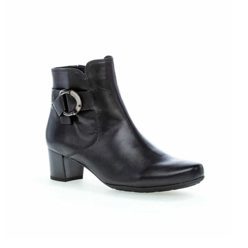 Gabor Hemp Women's Boots Black Leather Heel Boots 72824