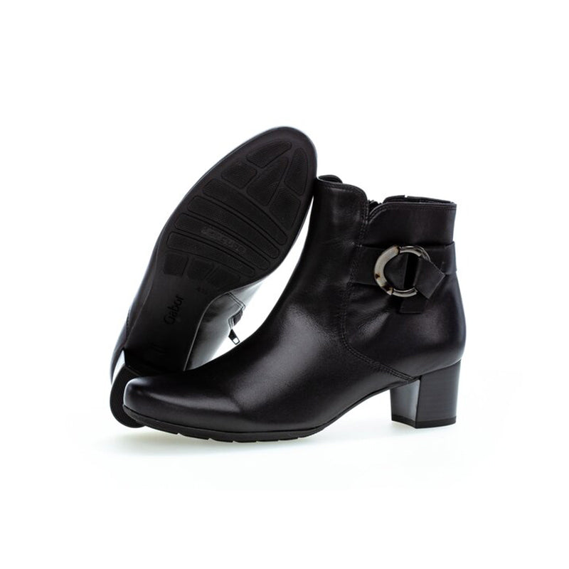 Gabor Hemp Women's Boots Black Leather Heel Boots 72824