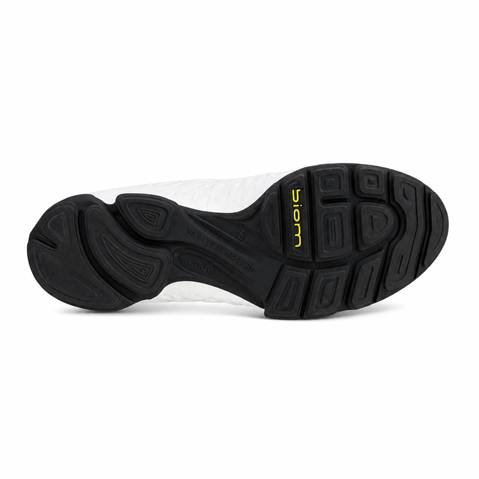 ECCO Biom AEX men's white sneaker outsole with deep black traction tread