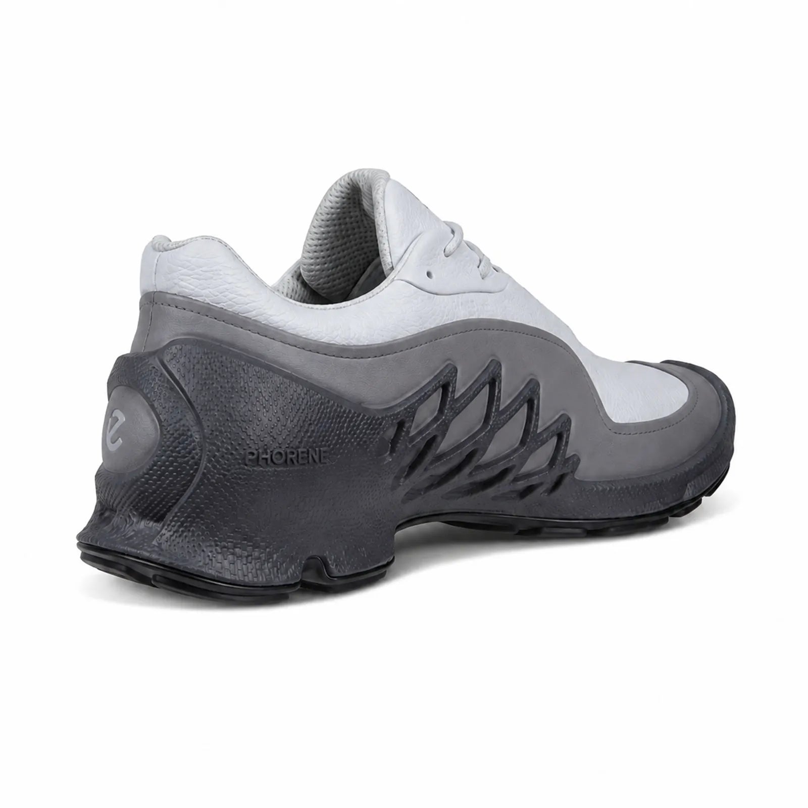 ECCO Biom AEX men's white and dark gray sneakers, rear view
