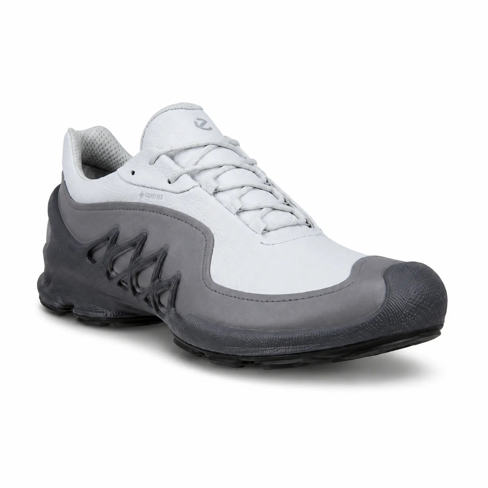 ECCO Biom AEX men's white and dark gray lace-up sneakers with cushioned collar