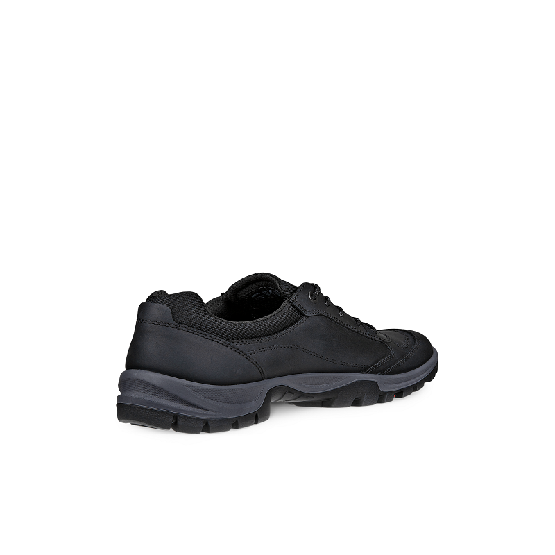 ECCO XPEDITION III men’s sneakers, black back view, padded collar, treaded outsole