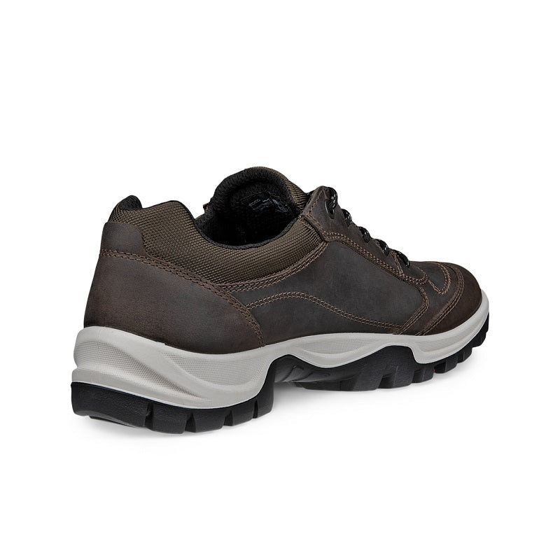 ECCO XPEDITION III men’s sneakers, dark brown back view, padded collar, rugged tread