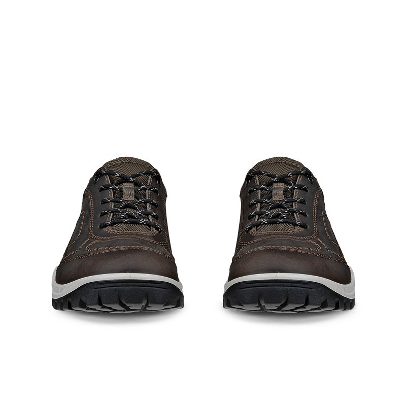 ECCO XPEDITION III men’s sneakers, dark brown front view pair, lace-up with grippy sole