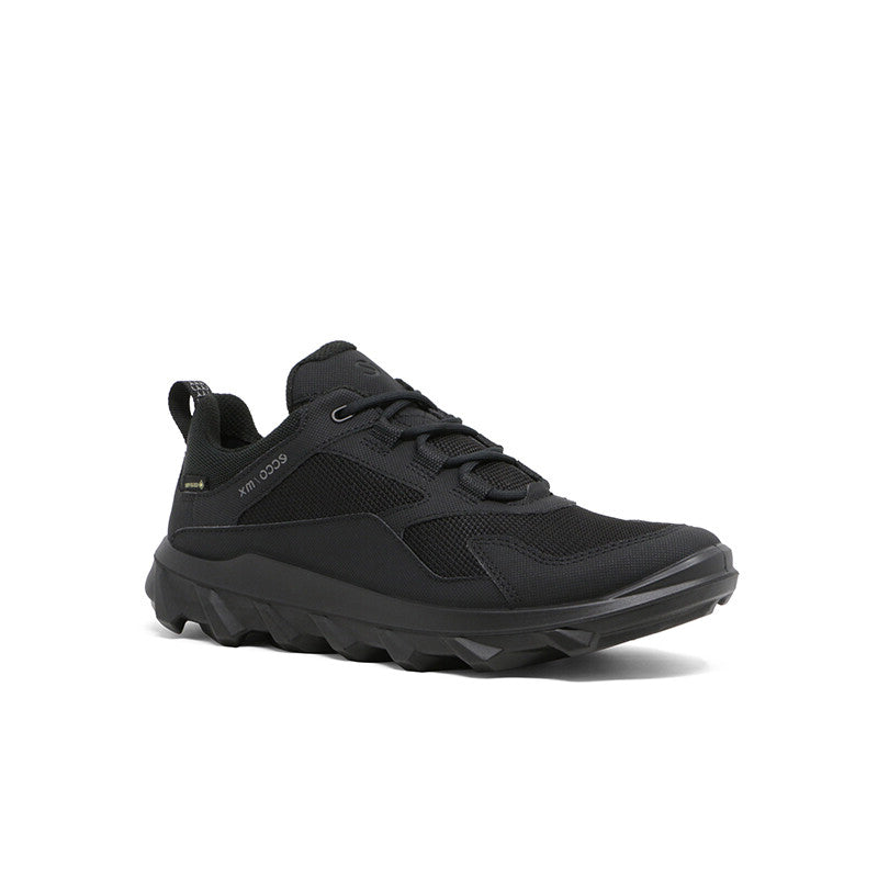 Black low-top women's mesh sneakers with lace-up and chunky rubber sole