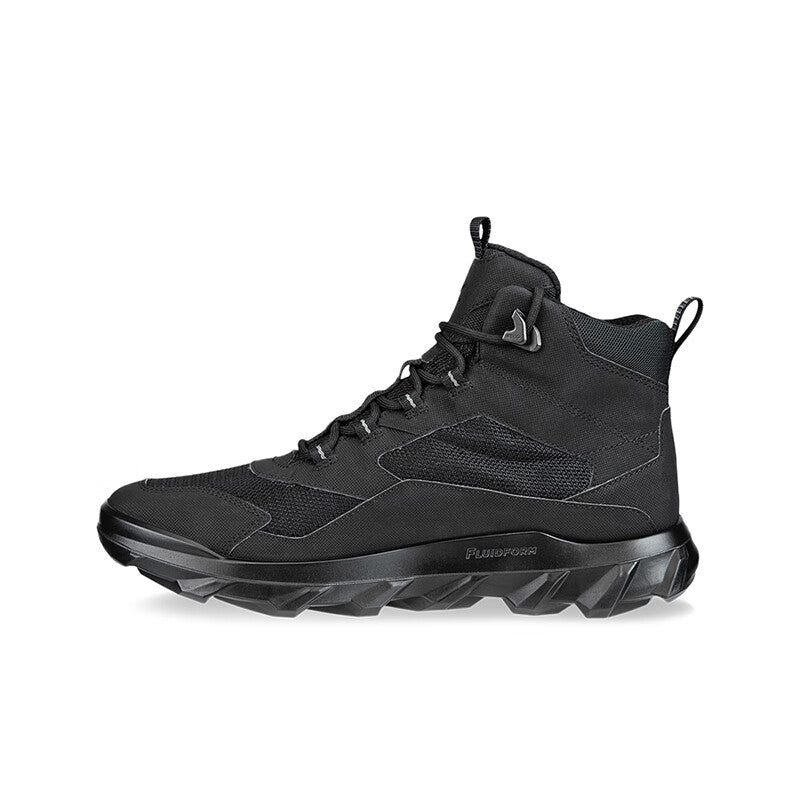 Black high-top lace-up sneaker with padded ankle collar