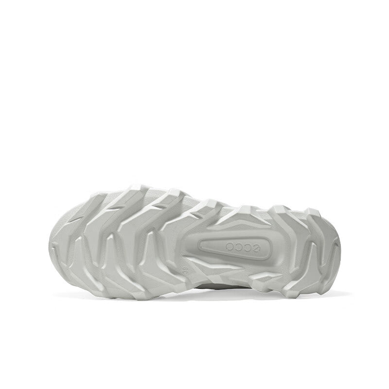 White sneaker outsole with deep tread pattern and ECCO logo