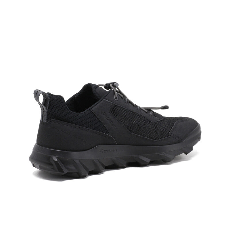Black men's lace-up sneaker with padded collar and side logo detail