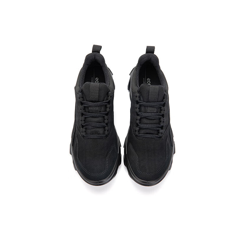 Pair of women’s black lace-up sneakers with padded tongue and soft collar lining