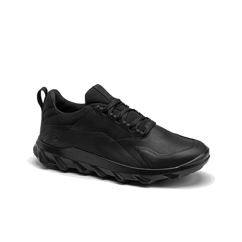 Black nubuck-look men’s trainers with lace-up front and rugged tread sole