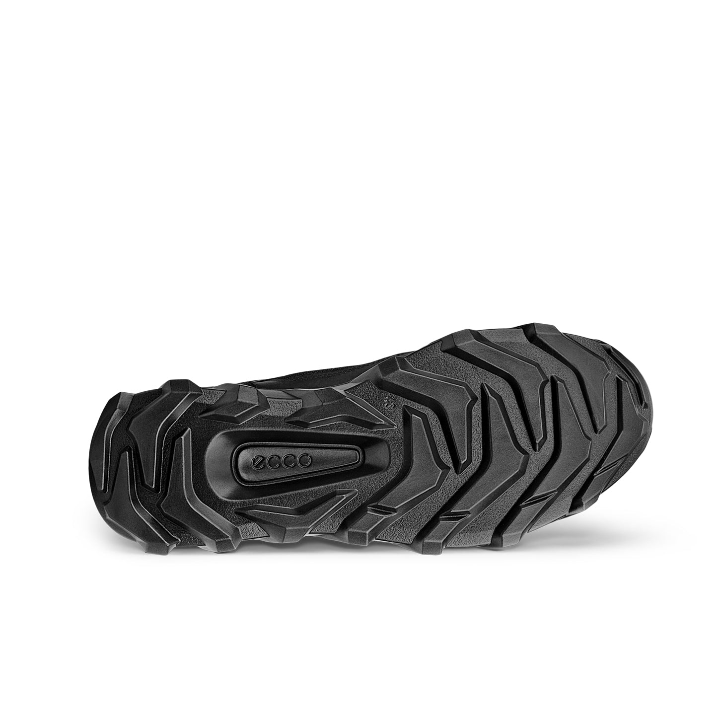 Black sneaker outsole with deep tread and ECCO logo detail